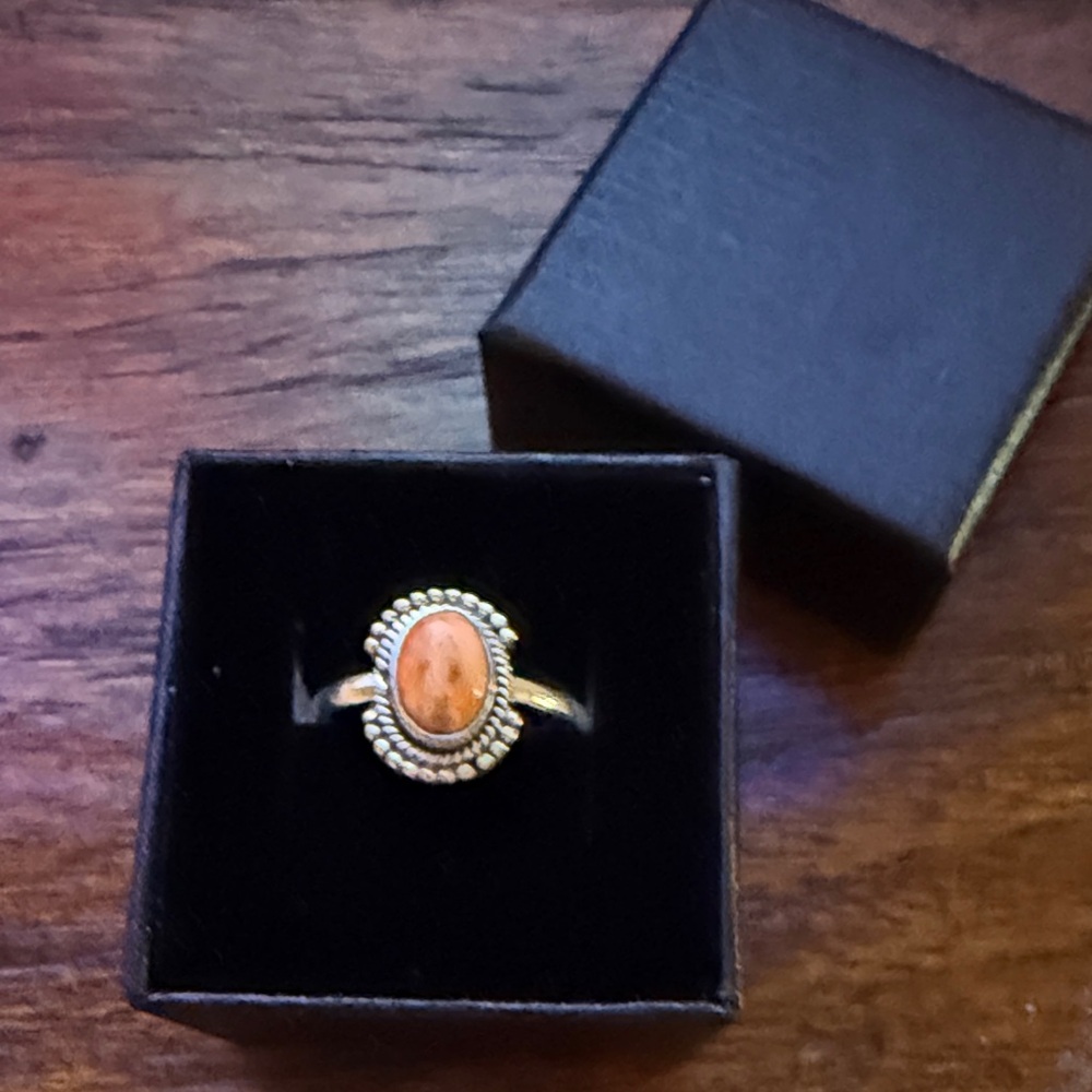 Orange Mojave Turquoise Ring